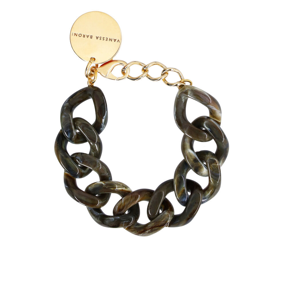 Flat Chain armbånd - Khaki Marble